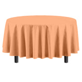 Round Peach Plastic Table Covers | 12 Pack